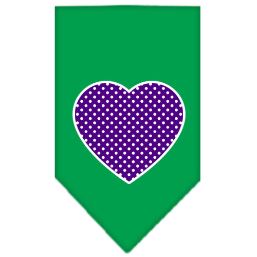 Purple Swiss Dot Heart Screen Print Bandana Emerald Green Large